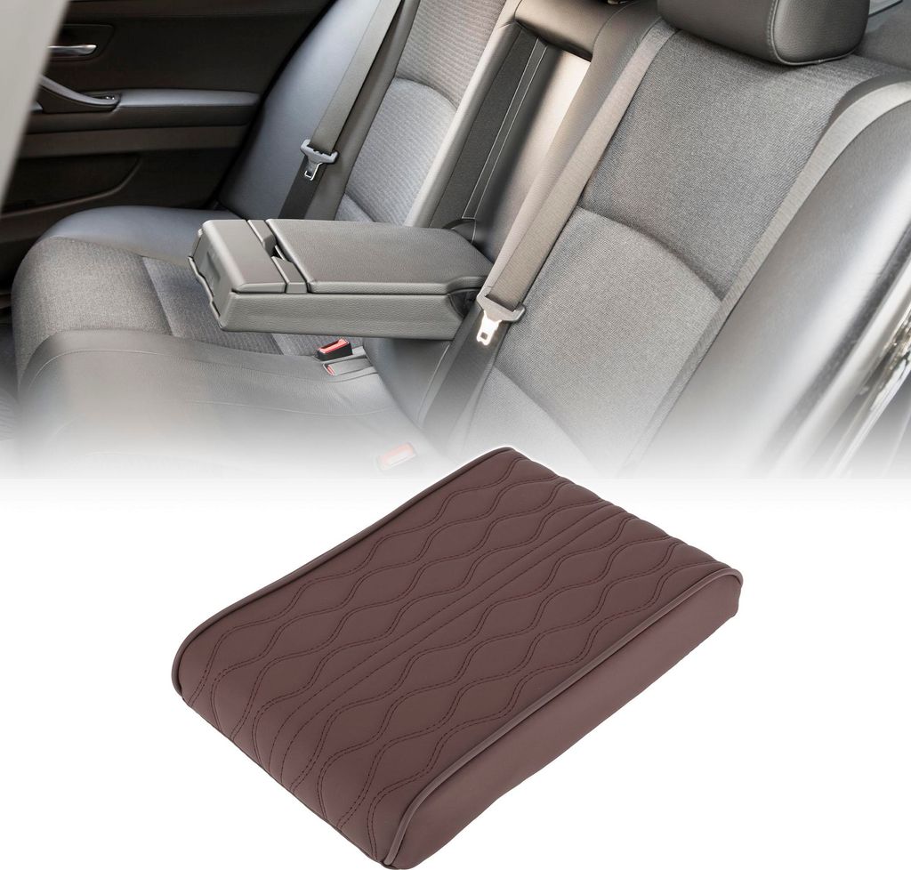 Center Console Kissen Pad 12.59"x8.66" Center Console Abdeckung Armlehne Sitzbox Abdeckung Kunstleder Kaffee