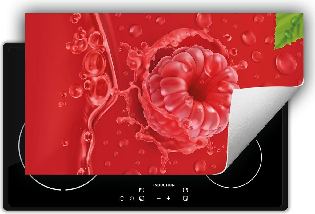 DarHaus Herdabdeckplatte 90x52 cm Anti Rutsch Matte Aufrollbar, rot - Himbeere