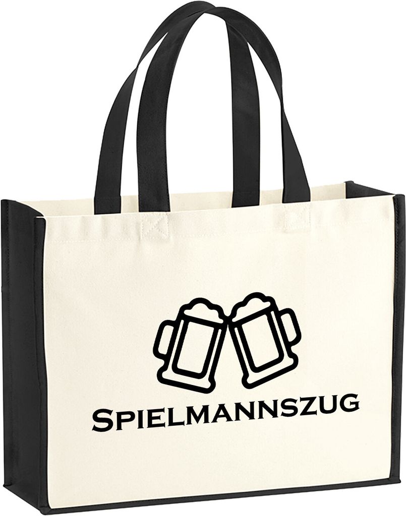 Huuraa Jutetasche Spielmannszug Schützenfest 21 Liter Black Jute und Baumwolle Einkaufstasche Geschenkidee
