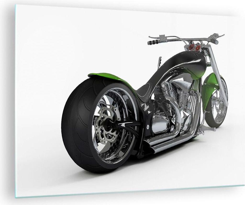 Bilder auf glas - Motorrad Chrom Schlauch Reise - 70x50cm - Produktbild 