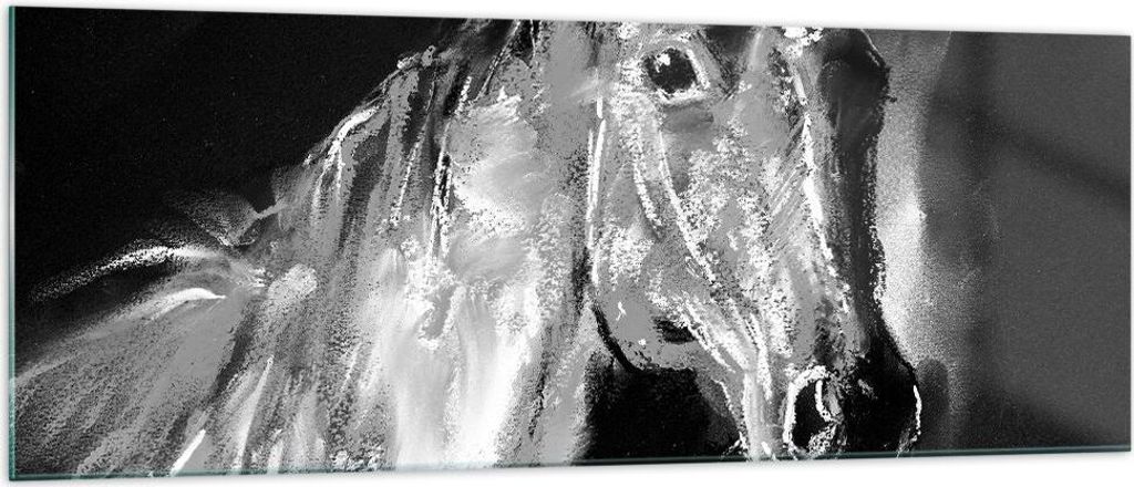 Bilder auf glas - Pferd Natur Tier - 140x50cm - Glasbilder - Wandbilder - Kunstdruck - zum Aufhängen bereit - Wanddekoration aus Glas - Glas Bilde...