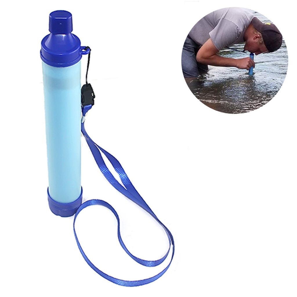 Tragbare Survival Wasserfilter Strohreiniger Flasche Camping Emergency Outd CRDE 