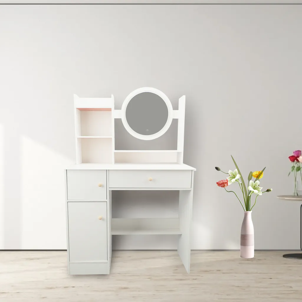 Table de maquillage éclairée moderne, coiffeuse avec miroir pour chambre - 2