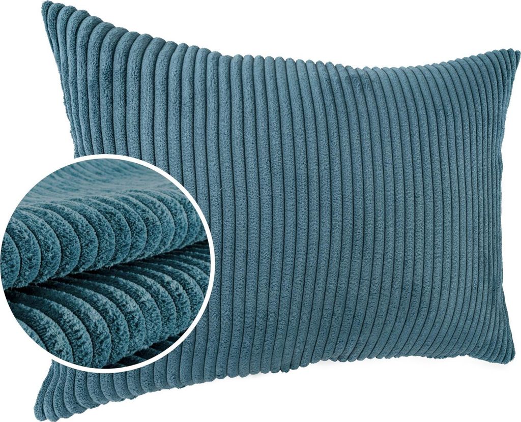 Dekokissen 30x50cm Kissenhülle ohne Füllung Kissenbezug mit Reißverschluss Einfarbig Cordsamt Türkis