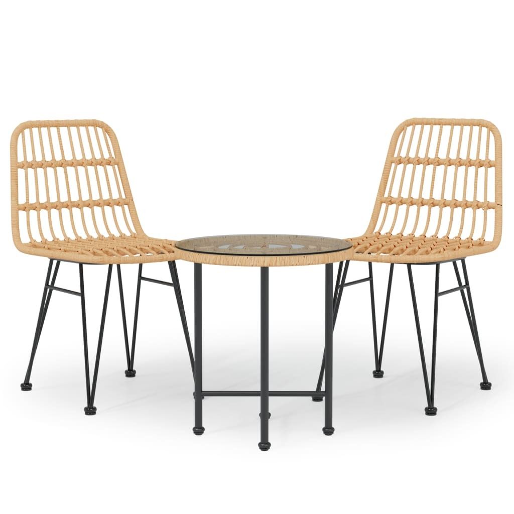 Möbel 3-tlg. Garten-Essgruppe - Tisch und Stühlen - Balkonmöbel Set - Poly Rattan - Gartenmöbelset CLORIS6073537