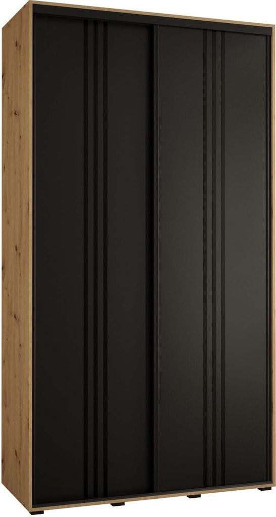 MEBLE KRYSPOL Davos 6 Schrank, zwei Türen - 235,2x130x45 cm - Artisan Schwarz Schwarz