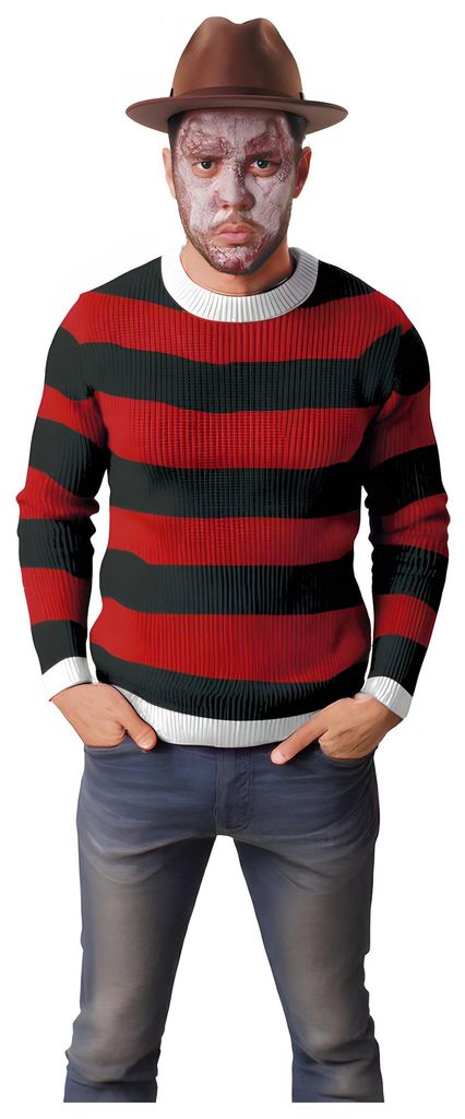 Gestreifter Horror-Pullover rot-schwarz Größe: L Produktbild 