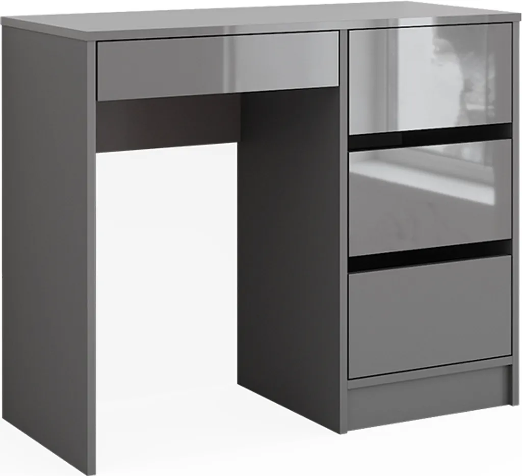 Table de Maquillage Vicco Sherry Grise Brillante 90cm avec 4 Tiroirs