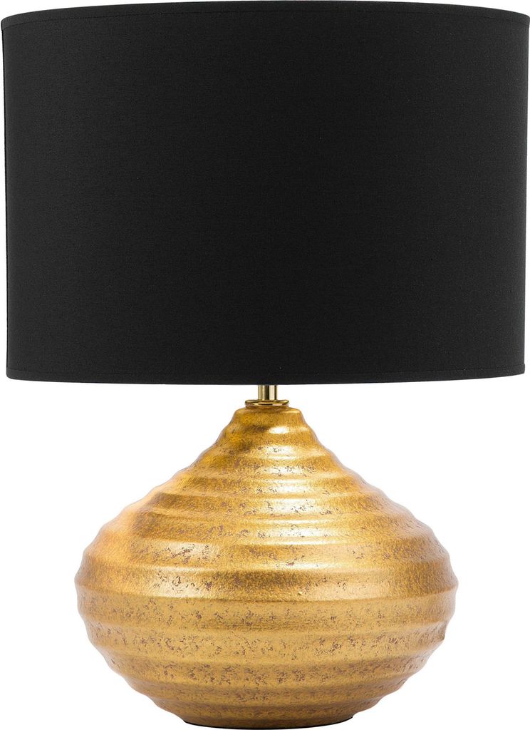 BELIANI Tischlampe Gold Keramik 42 cm Stoffschirm Schwarz Vasenform Kabel mit Schalter Modernes Design