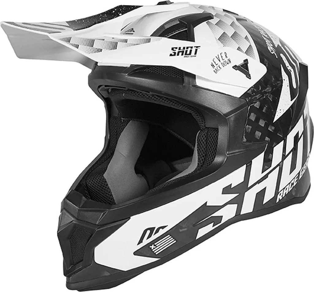 Casque Motocross de Compétition Shot Lite Carbon Rush Noir - Taille XL