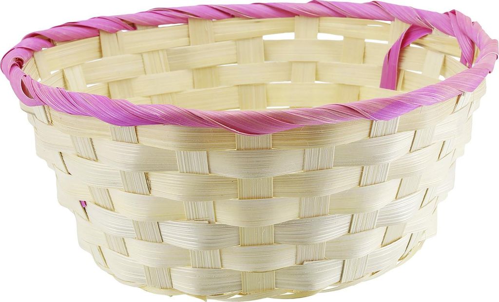Rosa Bambuskorb mit feiner Flechtstruktur, 20 x 8 cm, für Ostereier und Geschenke