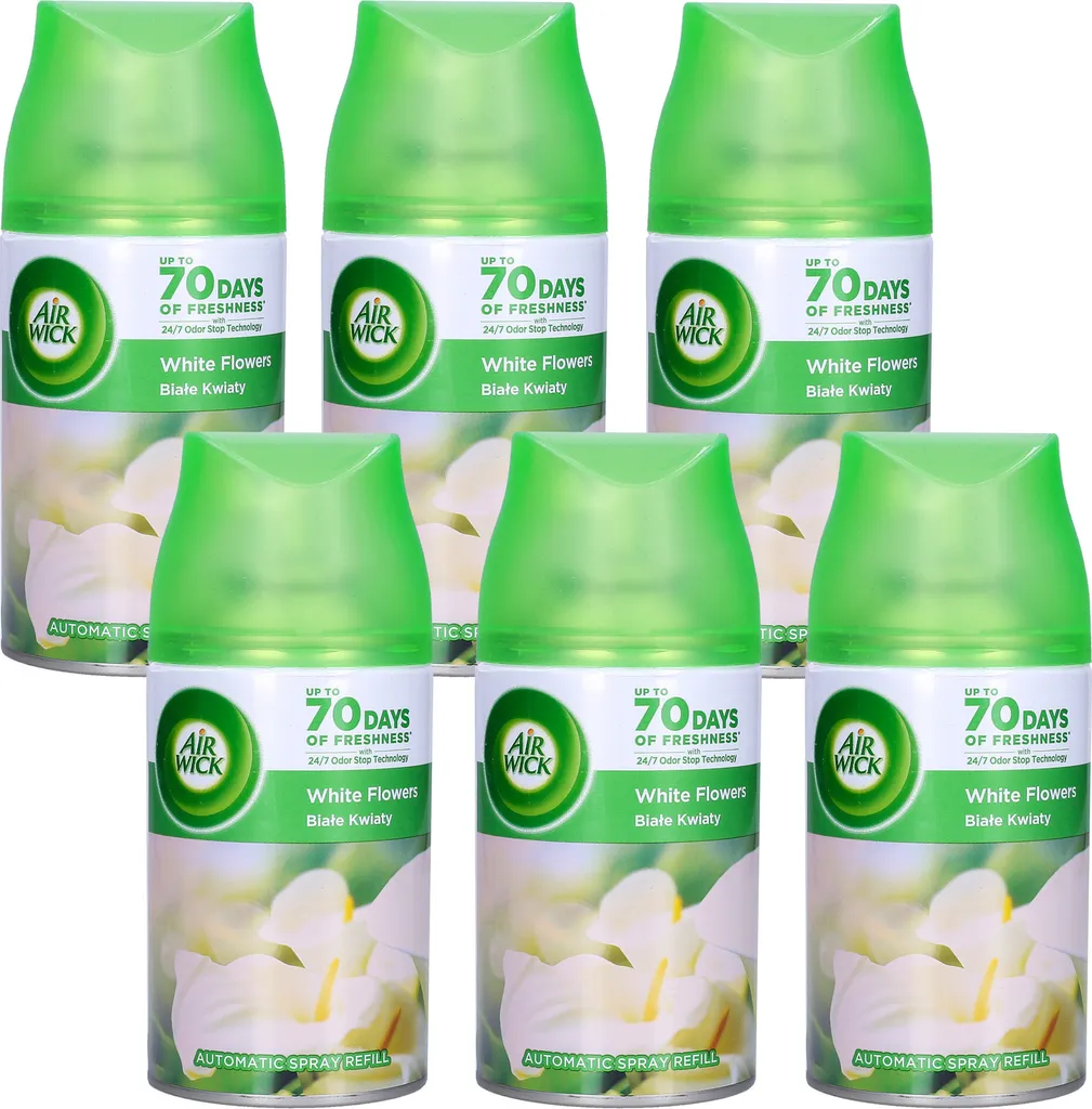 Air Wick Freshmatic Recharge Fleur Blanche Anti-Odeur 250ml x6 pour Diffuseur