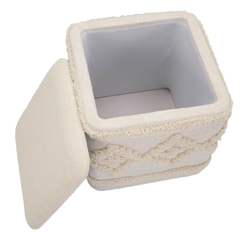 Pouf carré 40cm Damaskus nature : l'assise d'appoint stable et chic