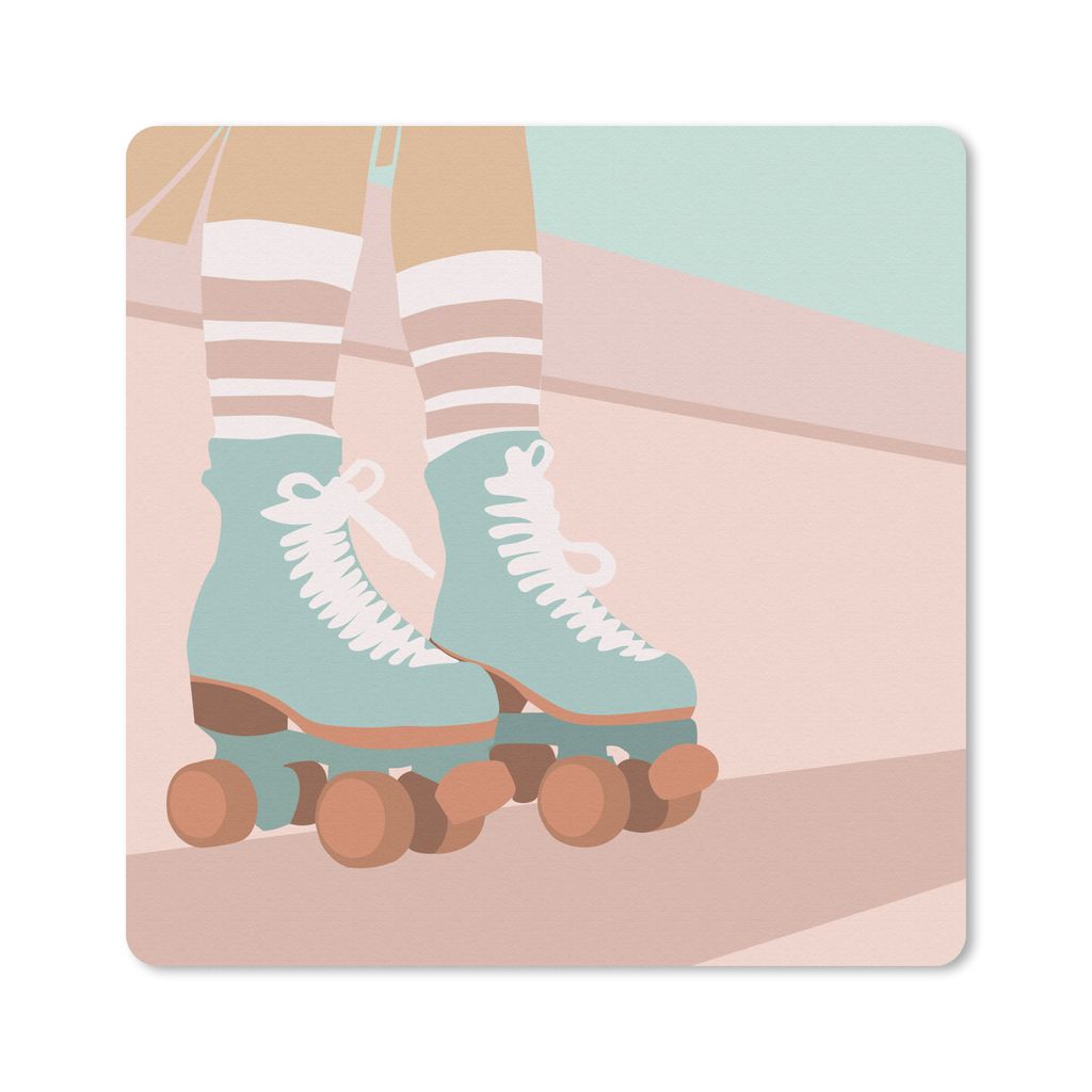 MuchoWow Mauspad Mousepad Sommer - Rollerblades - Abstrakt 20x20 cm - Mousepads - Maus Mat - Pad - Mausunterlage - Desk Mat - Bureauartikeln