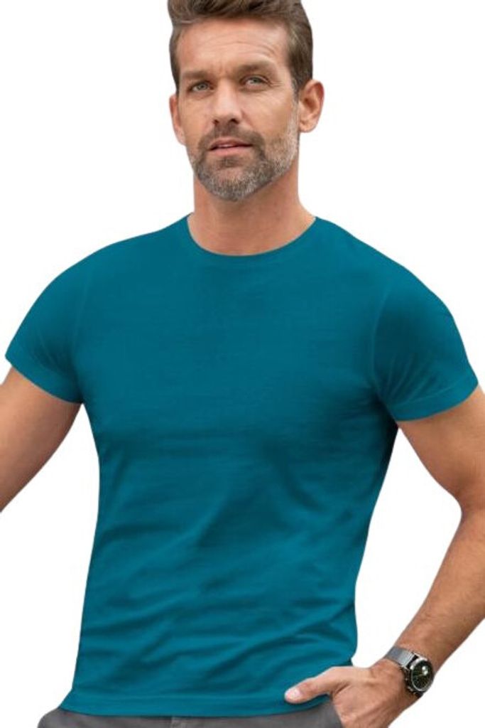 Exklusives Herren-T-Shirt, 100% Baumwolle, unbedruckt, einfarbig, 160g/m2, Farbe petrol blue, Größe S