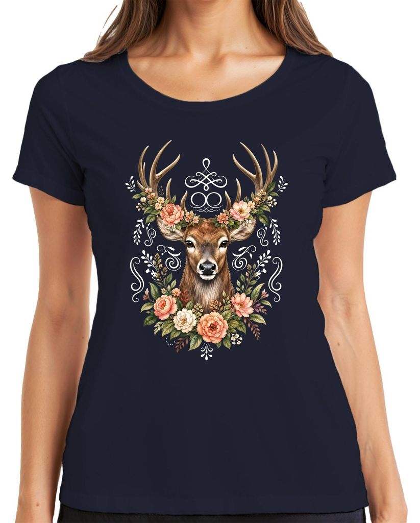 Eleganter Hirsch Blumenkranz Geweih Wald Boho Natur Produktbild 