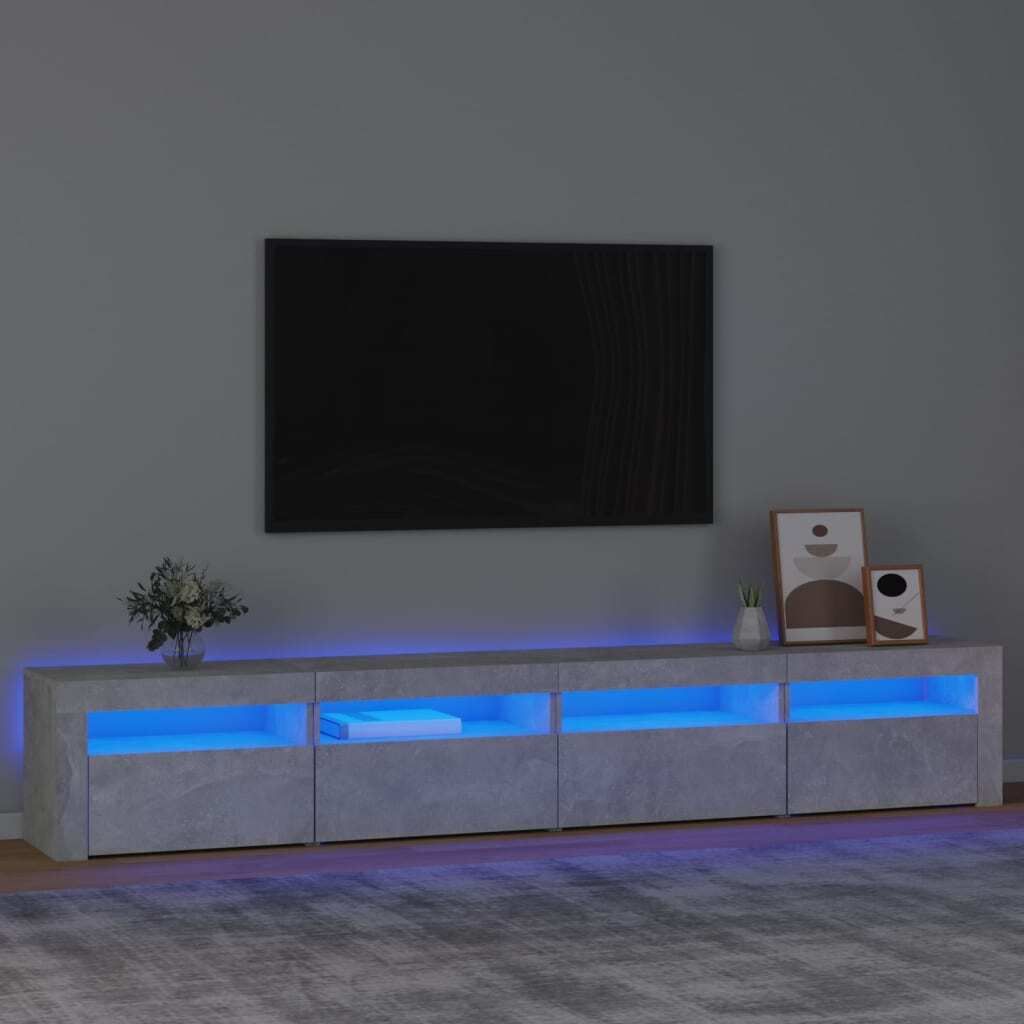 CLORIS TV-Schrank mit LED-Leuchten Betongrau 240x35x40 cm, 49 kg