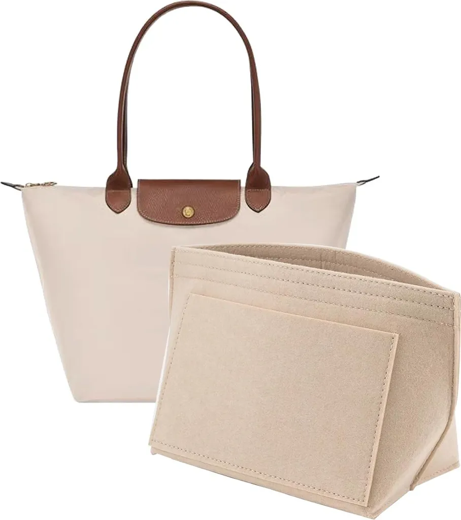 Organisateur de sac minimaliste en feutre épais marron et beige clair