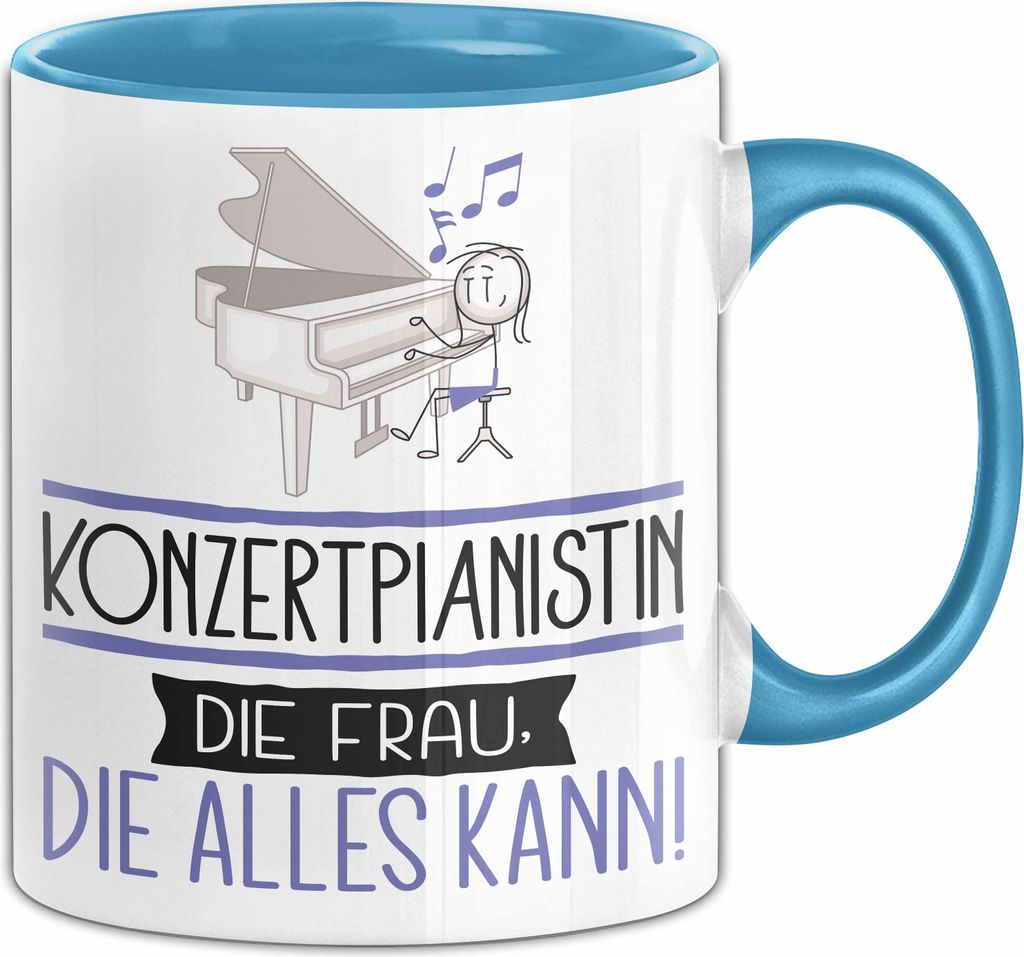 Konzertpianistin Geschenk Tasse Becher Die Frau Die Allen Kann Geschenkidee für eine Konzertpianistin Lustig (Blau)
