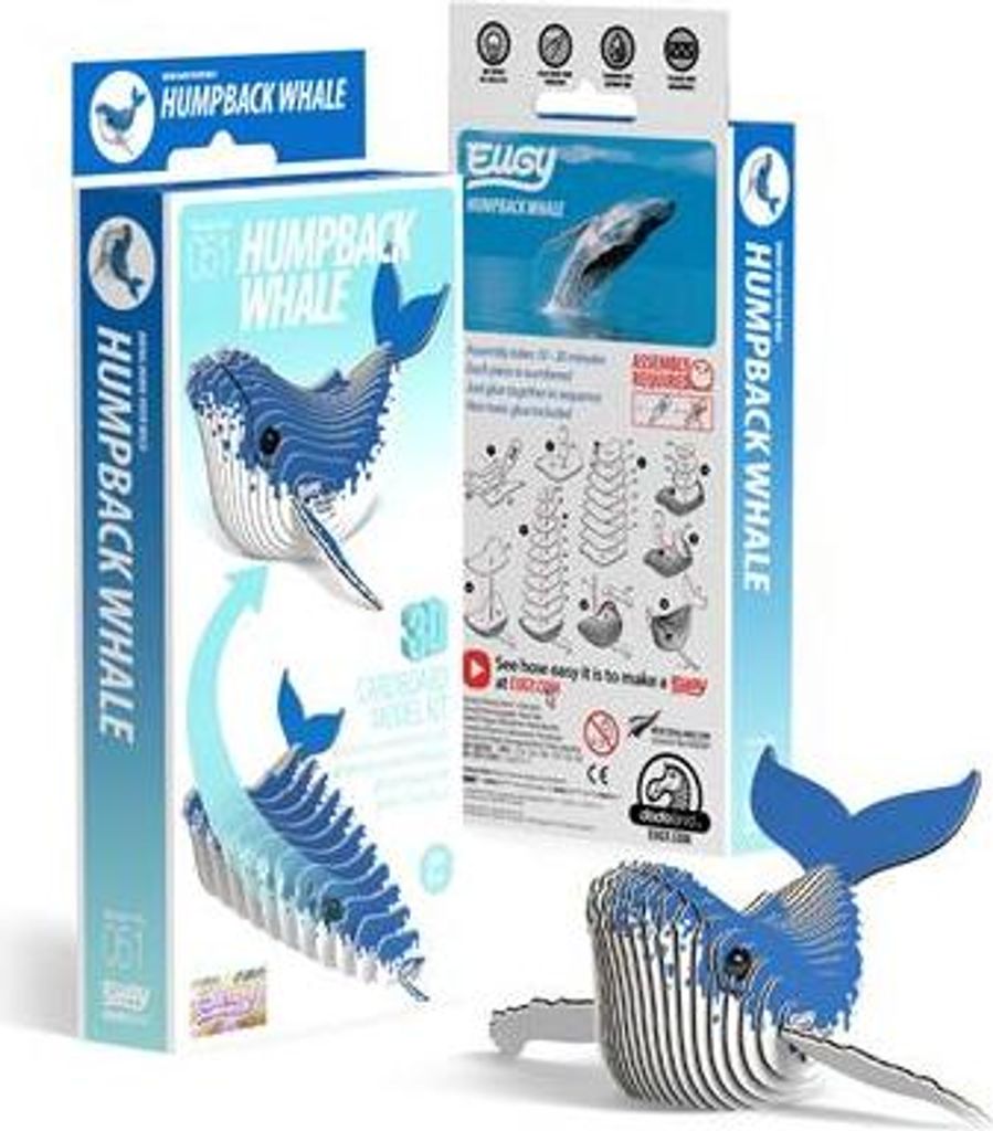EUGY 3D-Modell Bastelset Buckelwal aus recyceltem Karton, lehrreich und umweltfreundlich