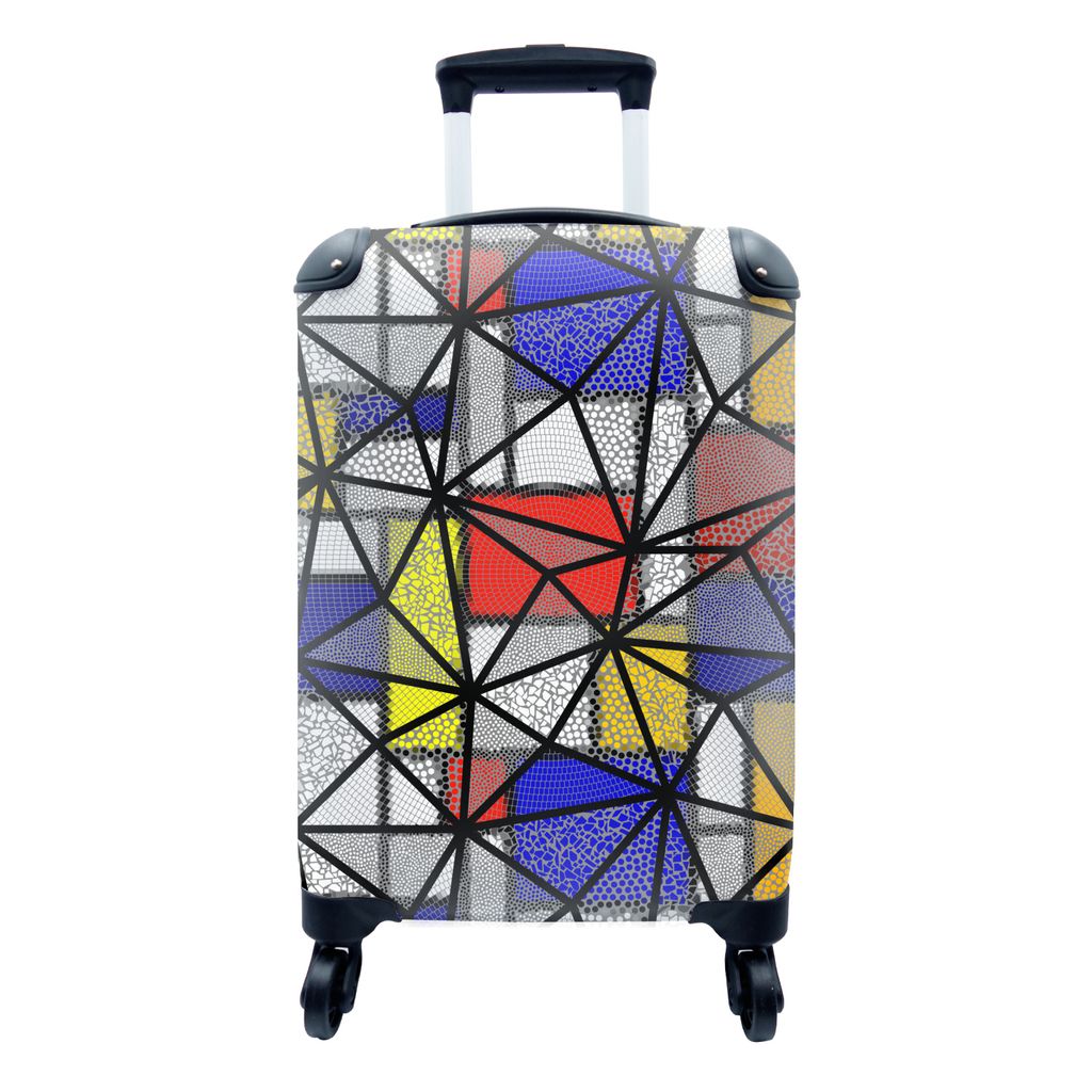 MuchoWow Koffer Handgepäck Trolley Rollkoffer Kleine Reisekoffer mit 4 Rollen - Mondrian - Abstrakt - Muster - Cabin Size < 55x40x23 cm & 55x40x...