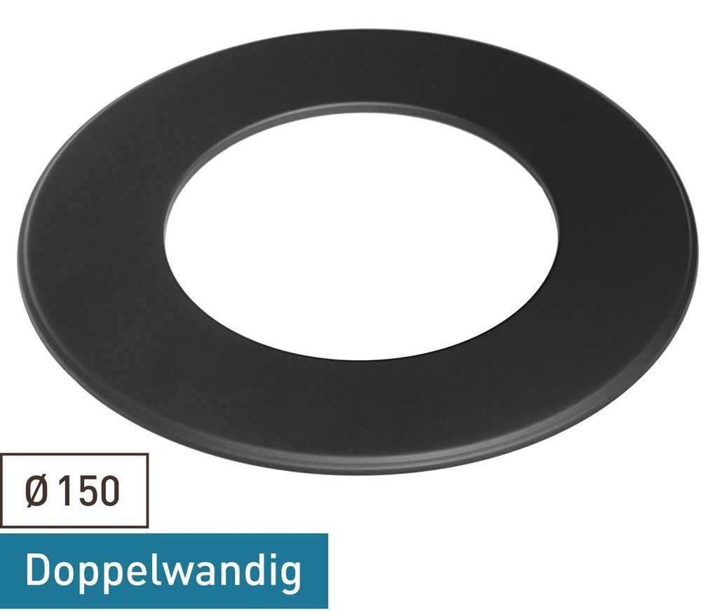 Raik Coltherm Wandrosette 150mm schwarz doppelwandig für Rauchrohr / Ofenrohr