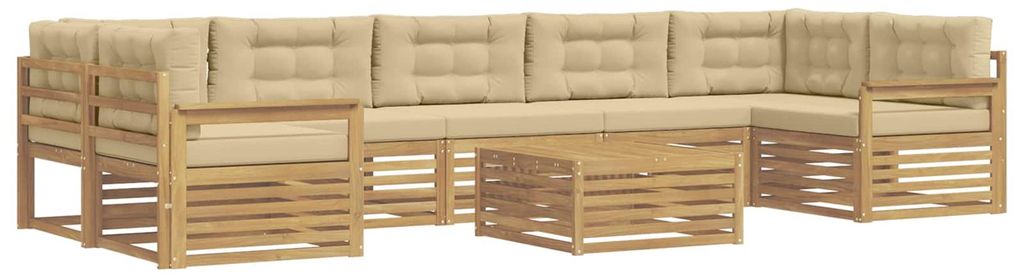 vidaXL Outdoor-Sofagarnitur 8 pcs Weiß und Beige Massivholz Akazie