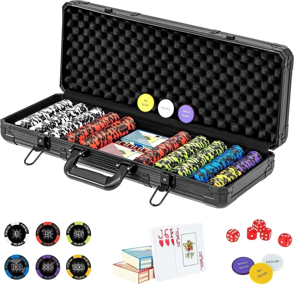 Set de Poker Complet 500 Jetons Laser et Mallette de Transport Sécurisée