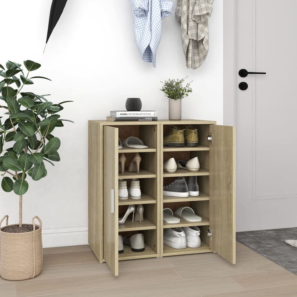 The Living Store Schuhschränke 2 Stk. Sonoma-Eiche 32x35x70 cm Holzwerkstoff