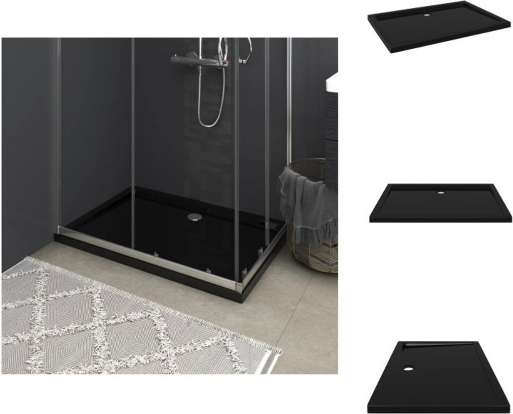 vidaXL Duschtasse ABS Rechteckig Schwarz 80x110 cm - Duschwannen
