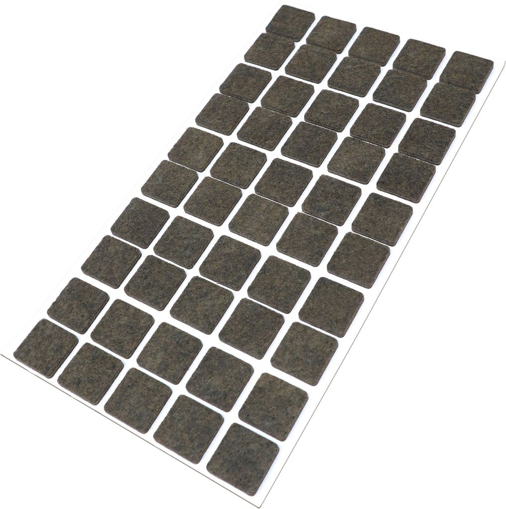 Adsamm | 50 x selbstklebende Filzgleiter / Braun / 20x20 mm / quadratisch / Möbelgleiter aus Filz mit 3.5 mm Stärke