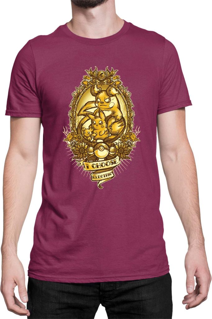 Herren T-Shirt Japan Manga Anime Comics Pokemon 026, Man S / Burgundy