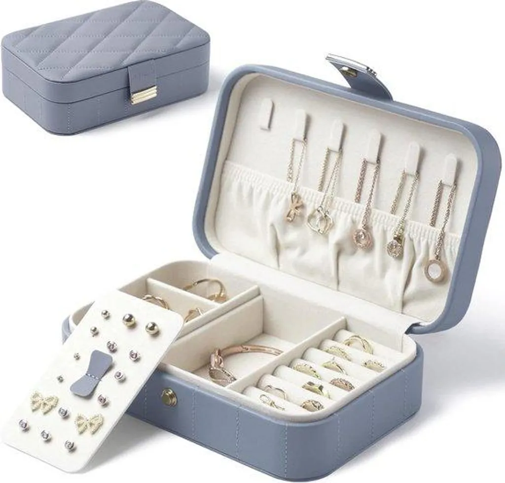 Valise de voyage Diamants gris-bleu avec couvercle pesant et organiseur