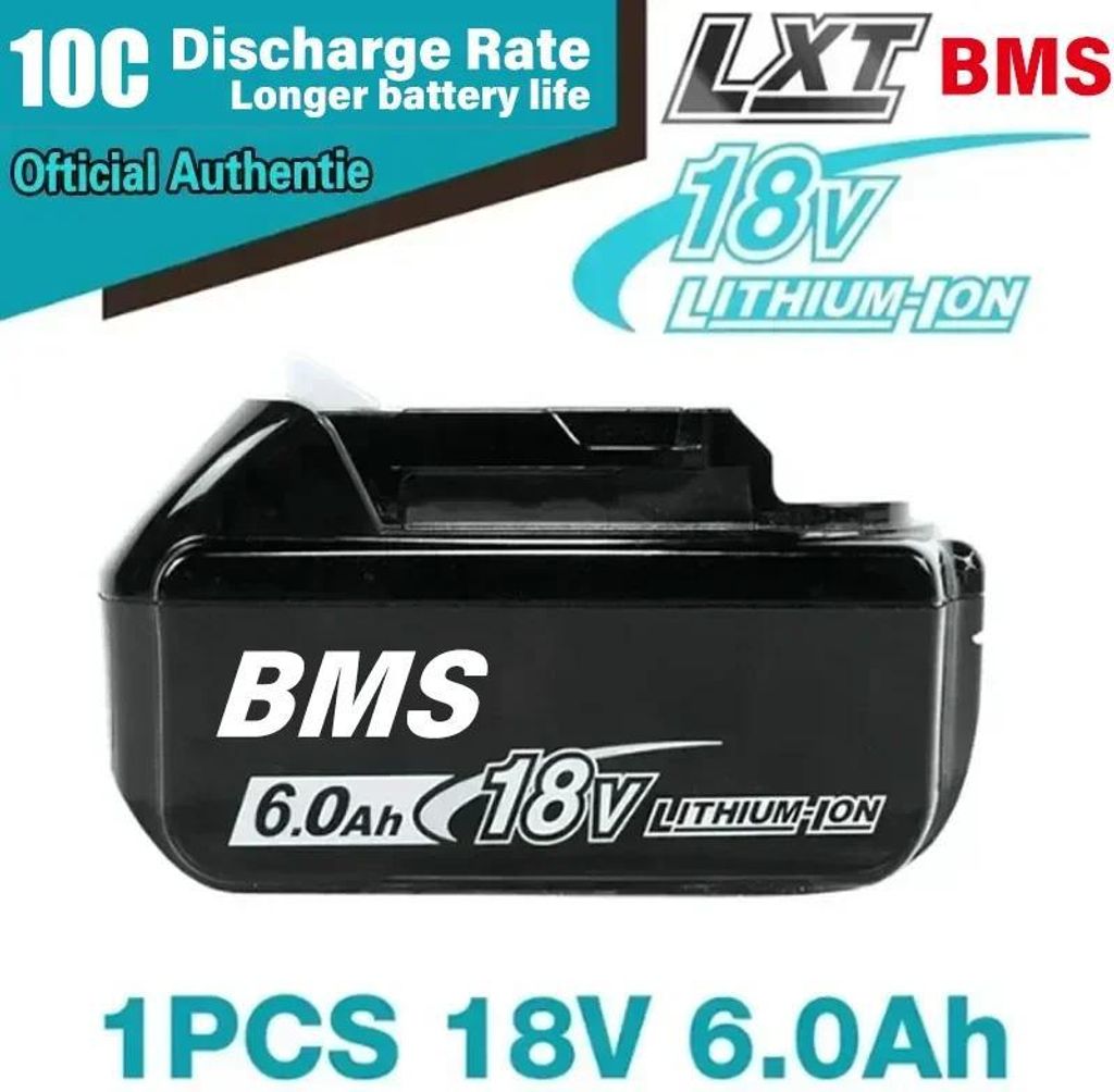 Akku 18 V LXT - BL1860 Li-Ion - Kapazität 6,0 Ah - LED-Anzeige - Mehrfachschutz, Balancer - Einzelpack 1 Stück - Kompatibel mit BL1860/1850/1830 ...