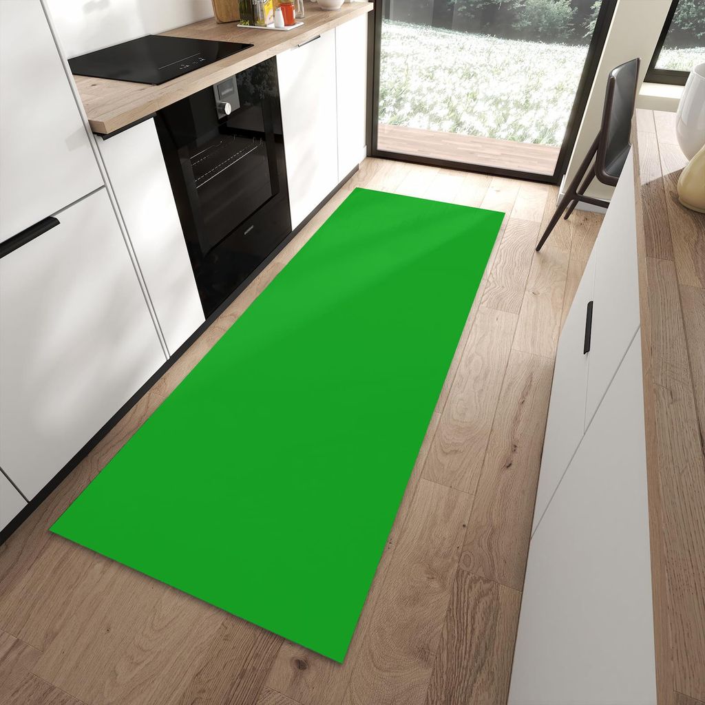 Küchenteppich 90x240cm rutschfest & abwischbar PVC Läufer - Grasgrüner Hintergrund