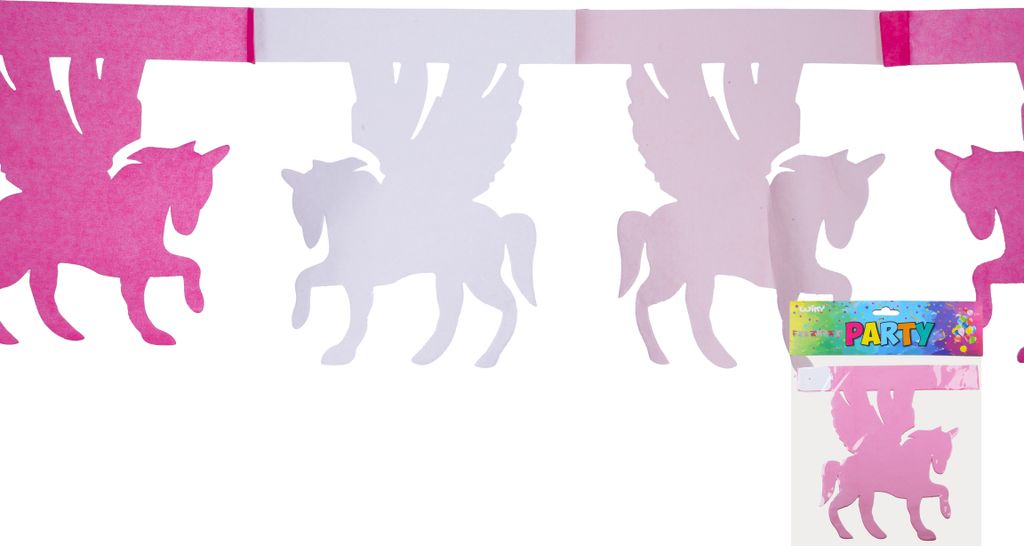 Girlande rosa-weiß 3 m – Einhorn