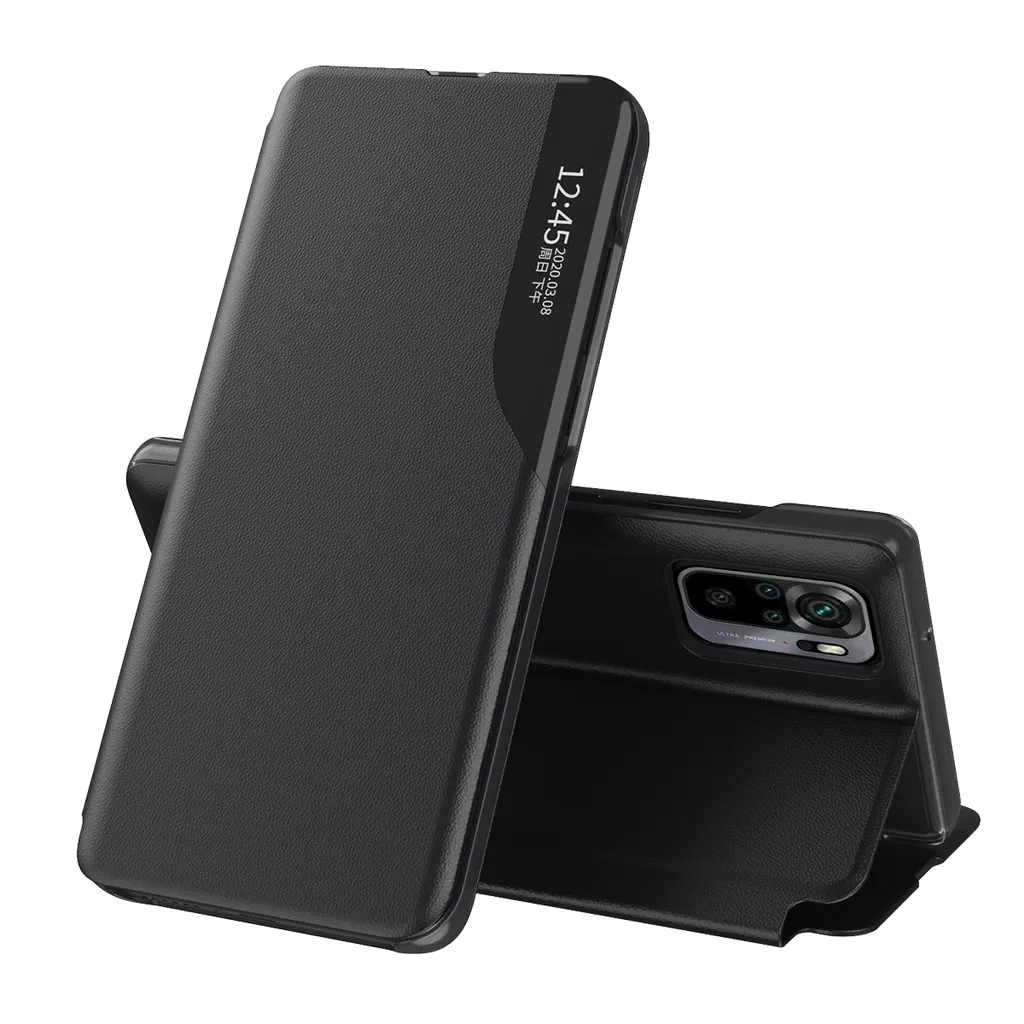 Custodia Protettiva Xiaomi Redmi Note 10S Flip Nero - Finestra & Stand