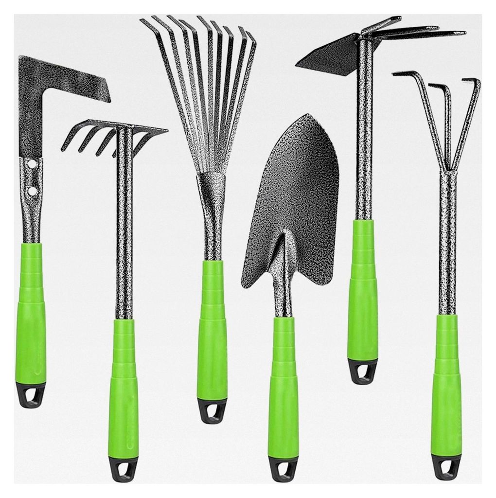 Gartengeräte Set - 6 Teile aus Aluminiumlegierung, ergonomische Handwerkzeuge für Pflanzenpflege und Bodenbearbeitung