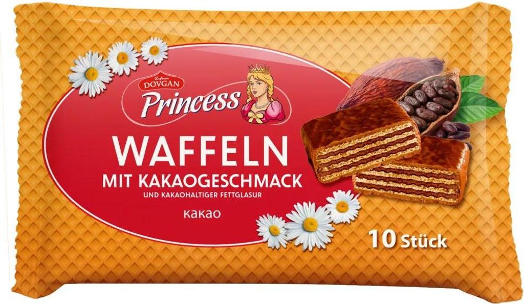 Princess Waffeln mit Kakaogeschmack in Überzug, Produktbild 
