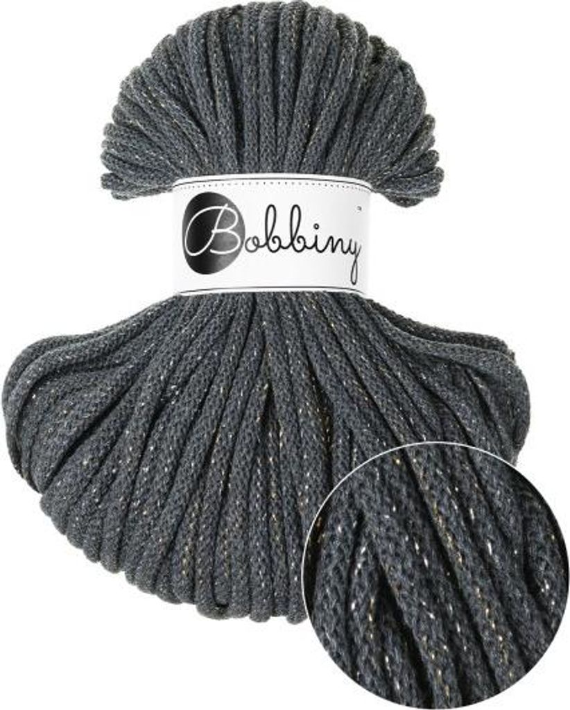 Baumwollkordeln - Flechtkordeln 5 mm - 50m Shiny Charcoal