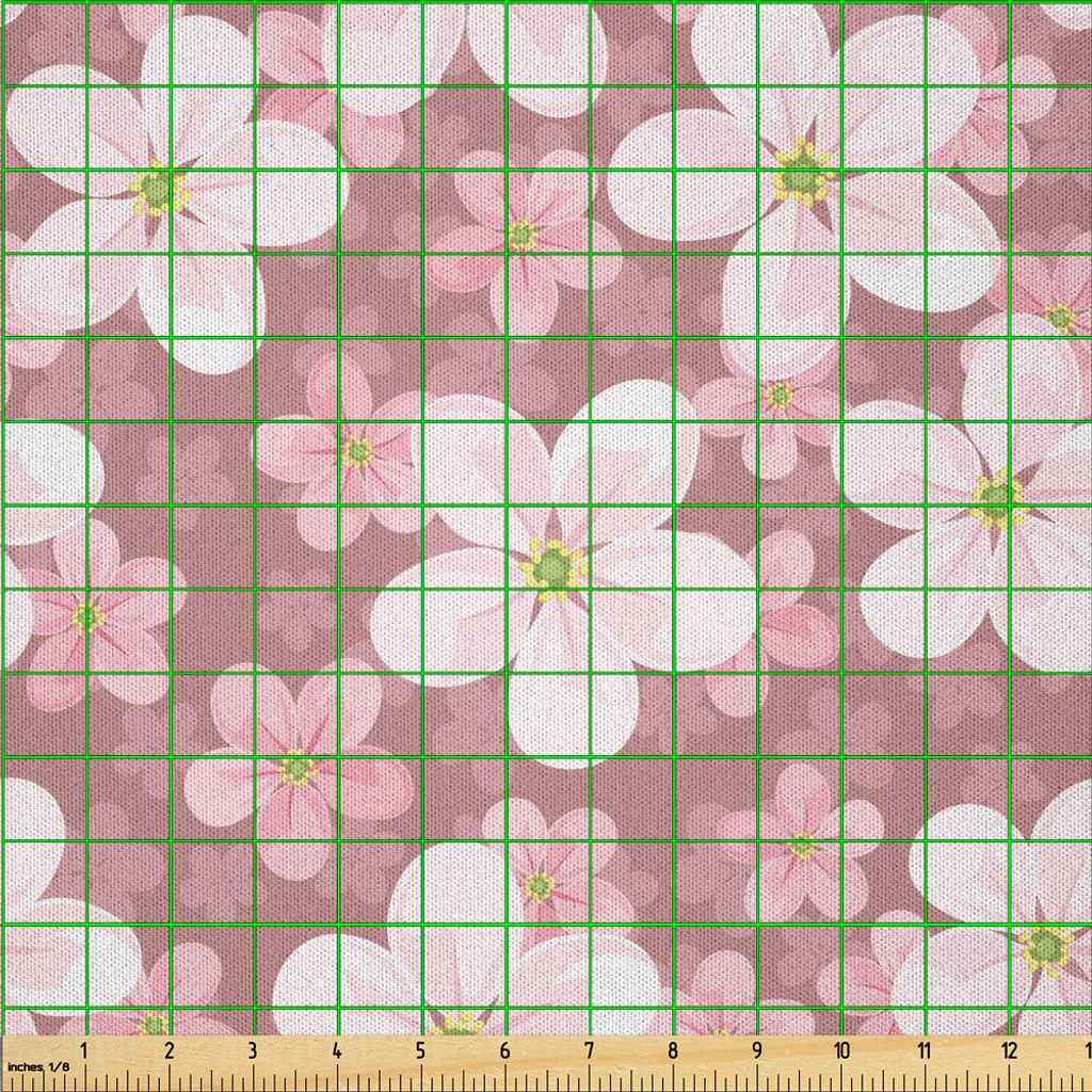 ABAKUHAUS Blume Microfaser Stoff als Meterware , Kirschblüten Petal Pflanze Schöne Cartoon Kinder Sakura Floret Saison Druck, 5 M (230 x 500 cm),...