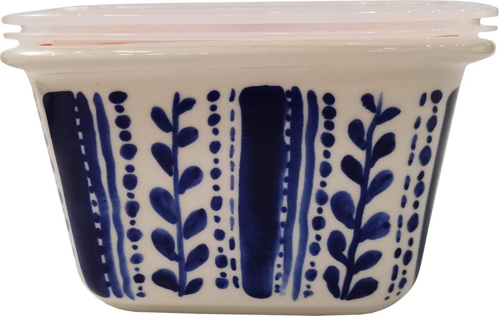 Schüssel viereckig 0,8 Liter Keramik gemustert neuetischkultur