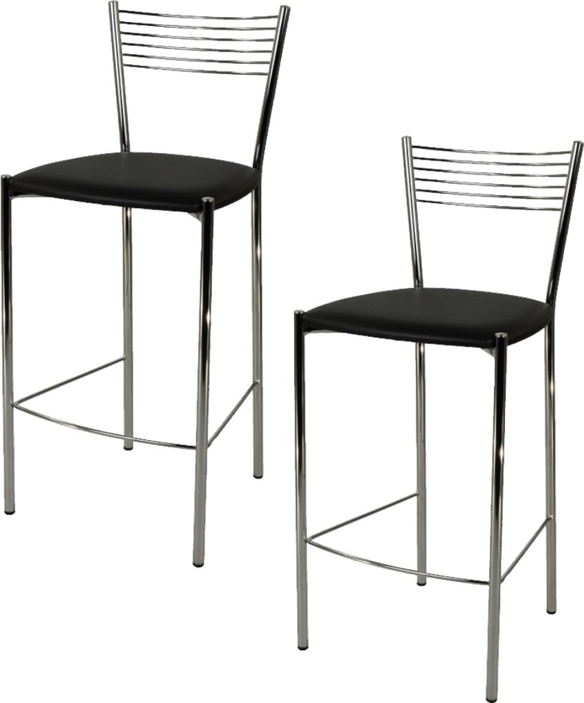 t m c s Tommychairs - 2er Set moderne Barhocker ELEGANCE für Küche und Esszimmer, robustes Gestell aus verchromtem Stahl, gepolsterte Sitzfläche...