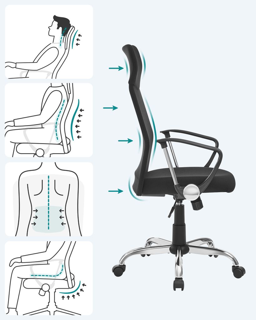 Kancelářská židle SONGMICS, ergonomická kancelářská židle, Obrázek produktu 6