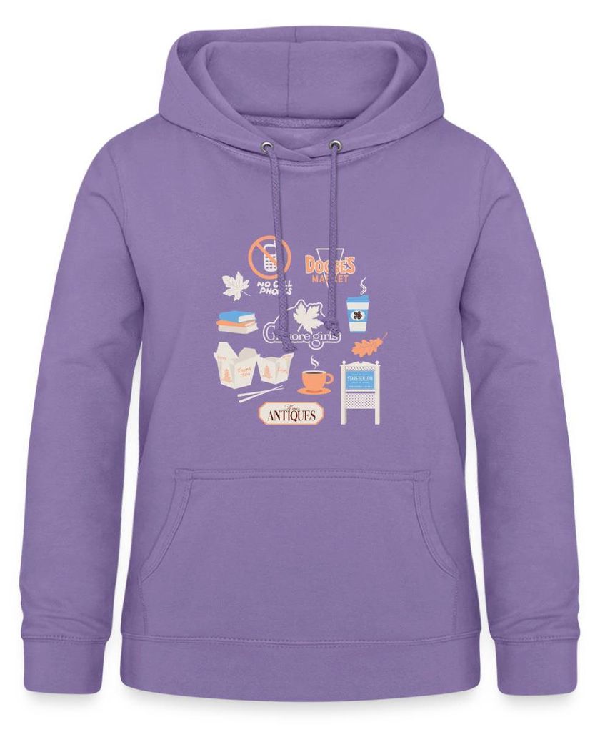 Spreadshirt Gilmore Girls Essentials Collage Pastell Damen Hoodie, XL, Lavendel