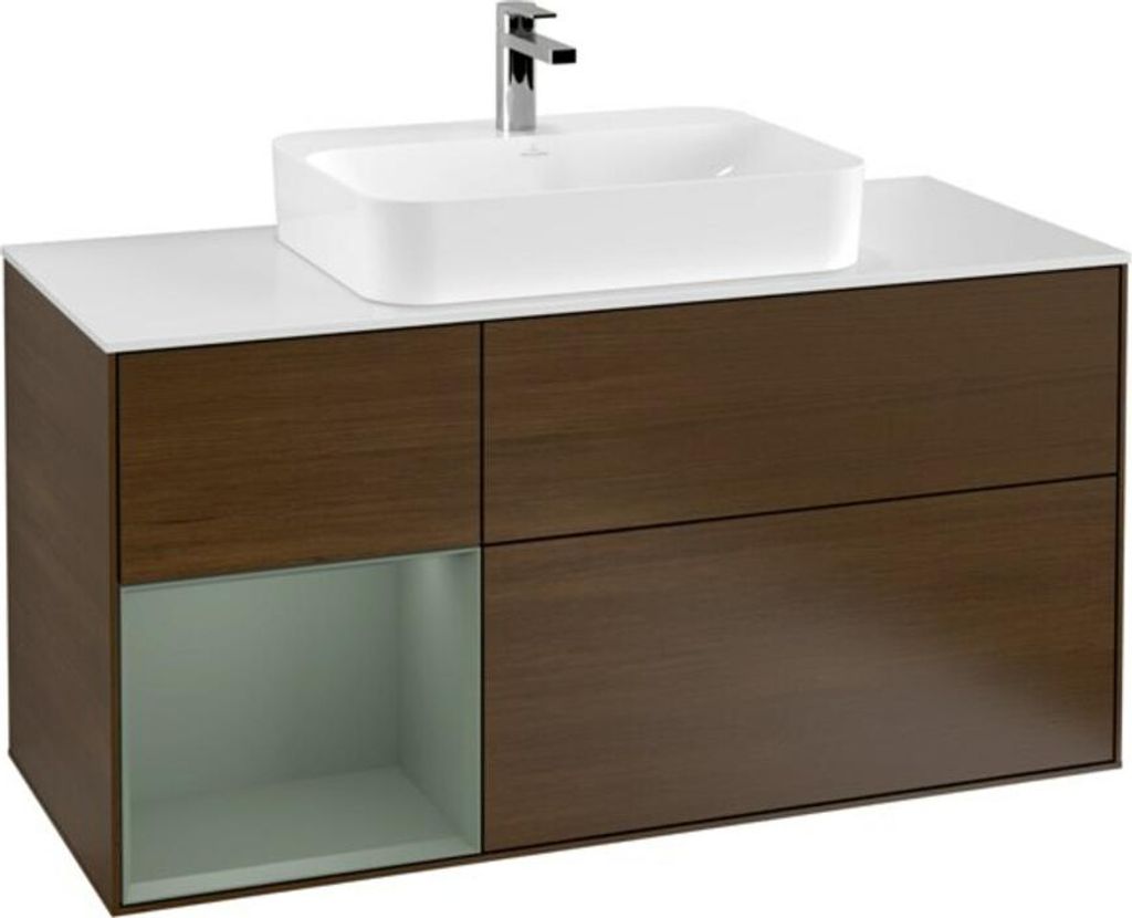 V&B Waschtischunterschrank Finion 120cm, Pl w m, Rg li Oli. m Lac, wal ven