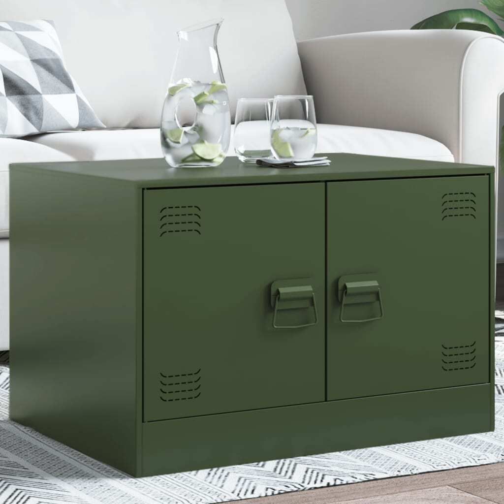 Maison Exclusive - Couchtisch Olivgrün 67x50x44 cm Stahl