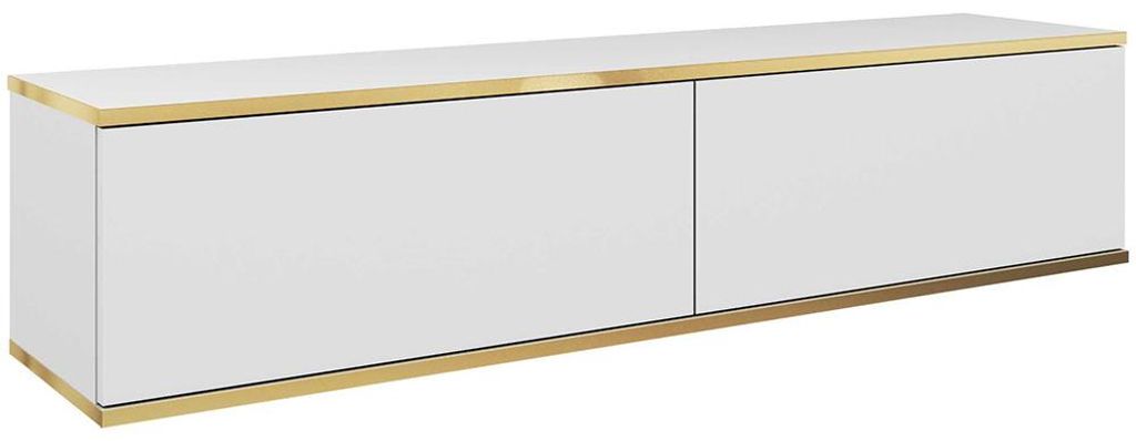 Wohnzimmer Lowboard mit 135 cm Breite in Weiß, 2 Klappen - OLOVO-160