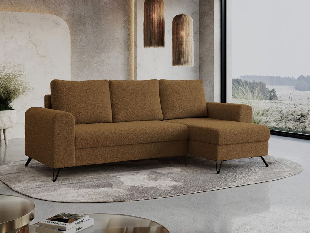 Wohnzimmersofa mit Schlaffunktion und Bettkasten - HUGO-Non - Braun