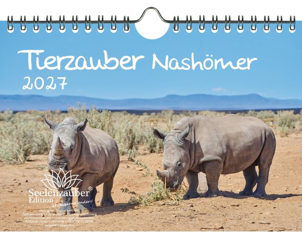 Tierzauber Nashörner DIN A5 Kalender für 2027 Nashorn - Seelenzauber